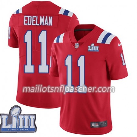 Maillot New England Patriots Julian Edelman 11 Nike Rouge 2019 Super Bowl LIII - Homme